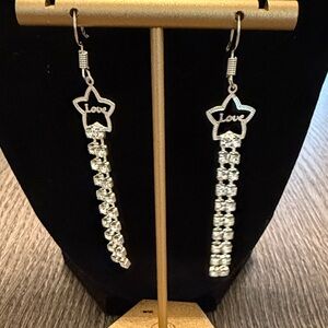 Silver Star Love Dangle Earrings